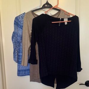 Bundle of (3) Chico’s Woman’s 3/4 Sleeve Tops